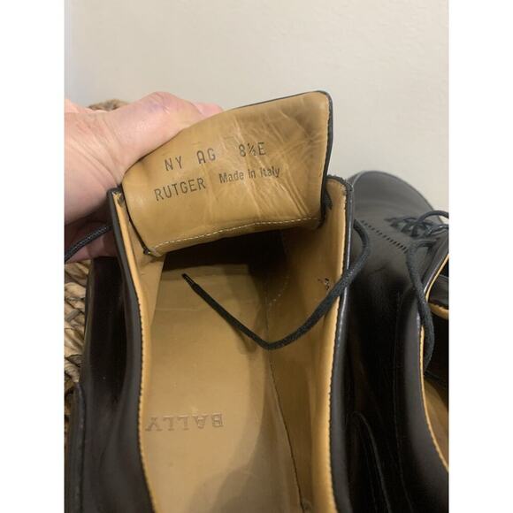 Bally Mens Rutger Shoes Made in Italy thick sole tie 8.5 E Black Leather Vintage main image 4